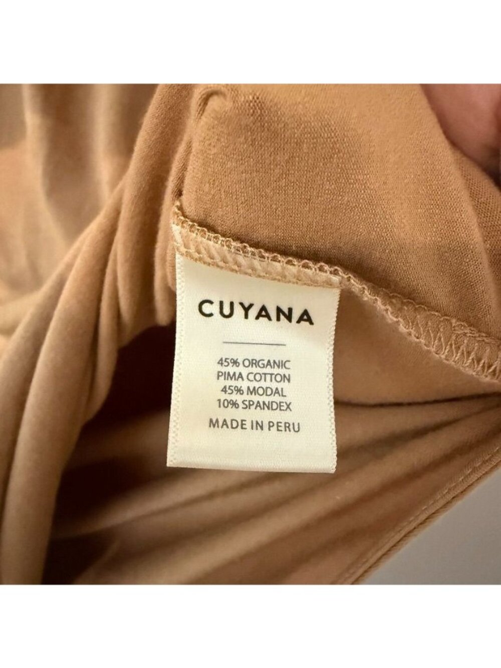 Cuyana Pima Cotton Blend Tan Brown Midi Tank Dress Size Large - Picture 6 of 6